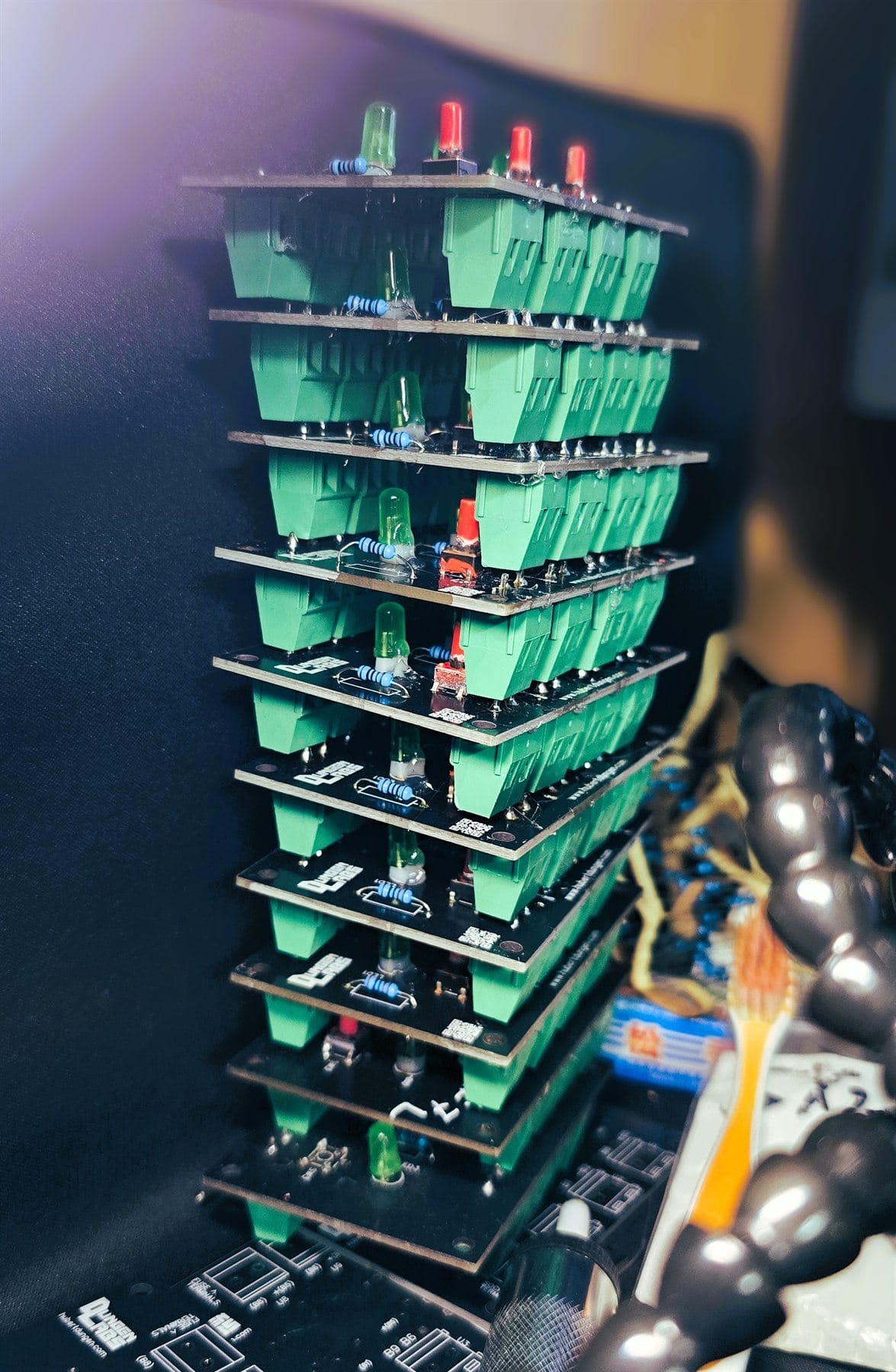 Stack of assembled circuit boards